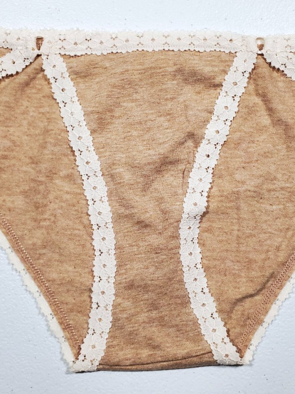 PINK By Victoria's Secret Cotton Lace-Trim Praline Cheeky Panty. Size Small